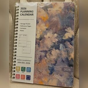 2026 Planning Calendar Floral Wash New with stickers